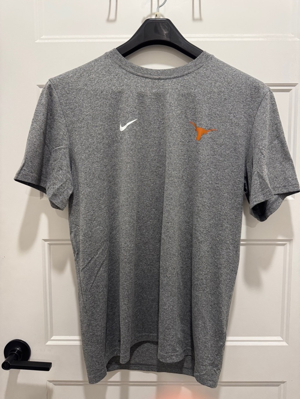 Nike Men's Heather Gray Short Sleeve Tech Tee with Orange Longhorn